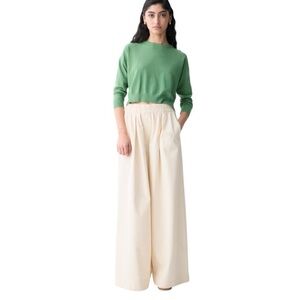 Deluc Sarafira Pants Cream Wide Leg Satin Long Length High Rise Size Small
